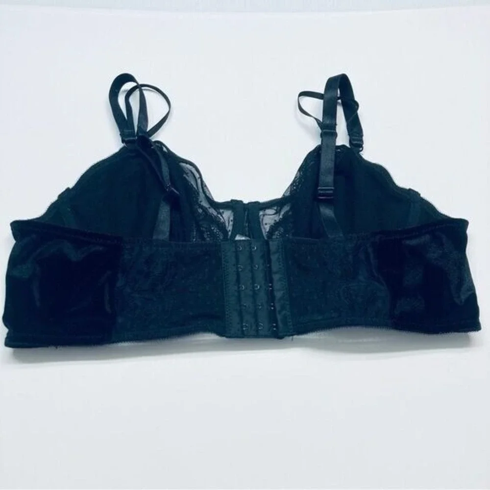 Torrid Curve Longline Bra Womens 0‎ Black Velvet Lace Mesh Underwire Lingerie